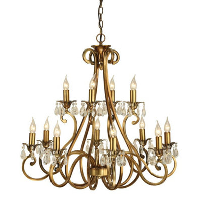 Luminosa Oksana 12 Light Chandelier Antique Brass Finish, E14