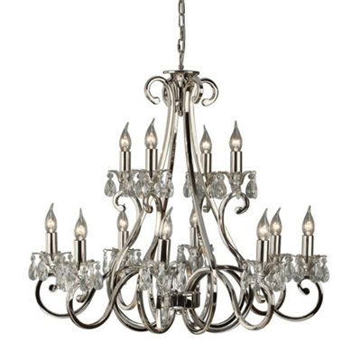 Luminosa Oksana 12 Light Chandelier Polished Nickel Plate Finish, E14