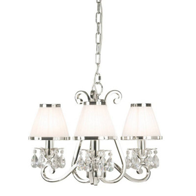 Luminosa Oksana 3 Light Multi Arm Ceiling Pendant Chandelier Polished Nickel, E14