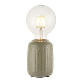 Luminosa Olivia Base Only Table Lamp, Thyme Glaze, Satin Nickel Plate