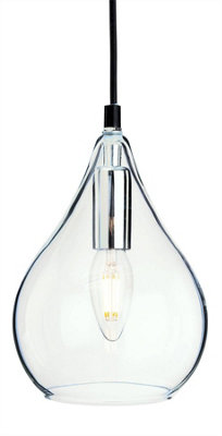 Luminosa Omar 1 Light Ceiling Pendant Chrome, Clear Glass, E27