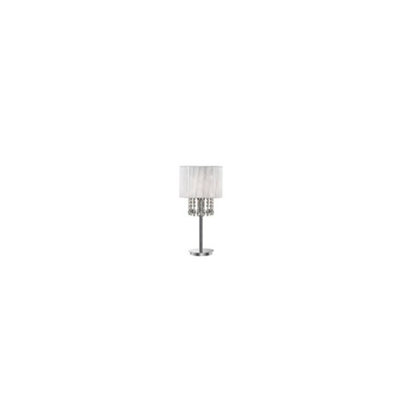 Luminosa Opera 1 Light Table Lamp Chrome, White, Crystal with White Shade, E27