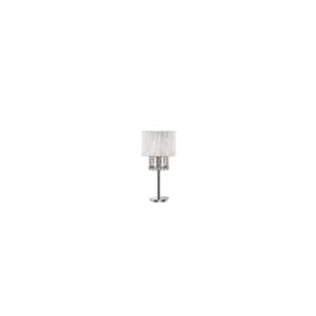 Luminosa Opera 1 Light Table Lamp Chrome, White, Crystal with White Shade, E27