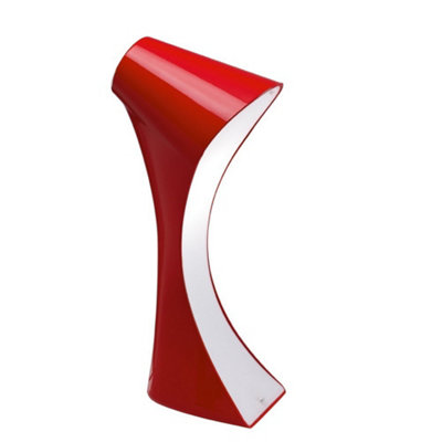 Luminosa Ora Table Lamp 1 Light E27, Gloss Red, White Acrylic, Polished Chrome