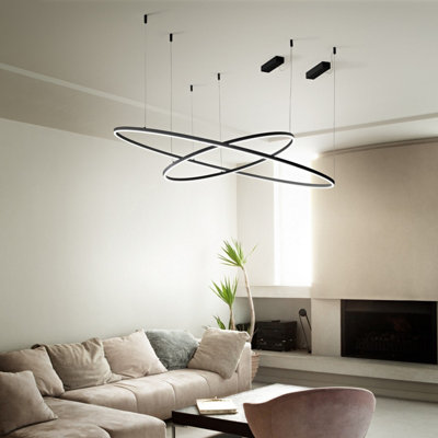 Luminosa ORACLE Slim DALI Dimmable Round 150cm Integrated LED Pendant Ceiling Light Black, 3000K