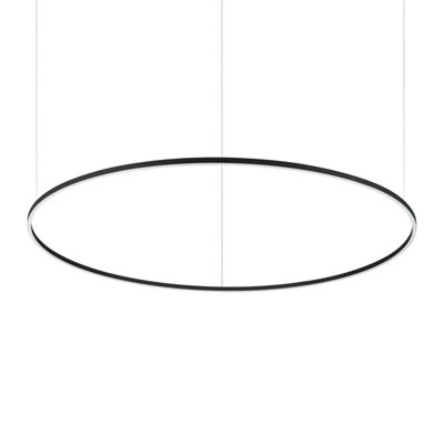 Luminosa ORACLE Slim Non-Dim Round 150cm Integrated LED Pendant Ceiling Light Black, 4000K