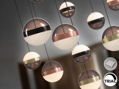 Luminosa Orbes Cluster Pendant Ceiling 13 Light Black, Copper, Brass LED 3000K - UK Stock