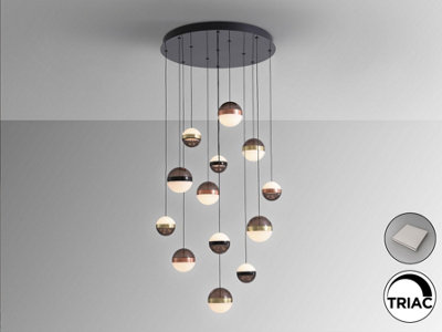Luminosa Orbes Cluster Pendant Ceiling 13 Light Black, Copper, Brass LED 3000K - UK Stock