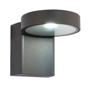 Luminosa Oreti Integrated LED 1 Light Outdoor Wall Light Textured Dark Matt Anthracite, Glass IP44
