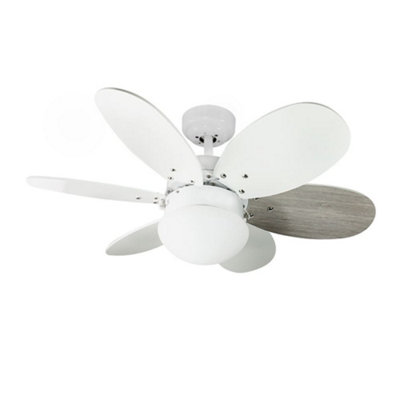 Luminosa Orion 6 Blade AC Ceiling Fan with Light White-Ash | DIY at B&Q