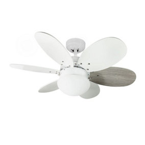 Luminosa Orion 6 Blade AC Ceiling Fan with Light White-Ash
