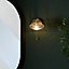 Luminosa Oristano Bathroom Glass Wall Lamp, Satin Brass Plate, Ribbed Glass, IP44