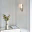 Luminosa Ortona Vintage Wall Lamp Bright Nickel White Fabric Shades with Toggle Switch