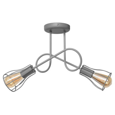 Luminosa Oxford Multi Arm Semi Flush Ceiling Light Grey 41cm