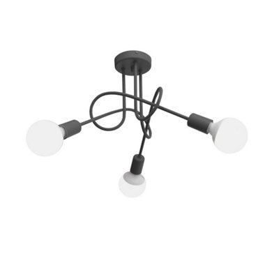 Luminosa Oxford Multi Arm Semi Flush Ceiling Light Smokey 50cm