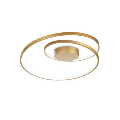 Luminosa Oz Integrated LED Semi Flush Ceiling Light Brass 4000K