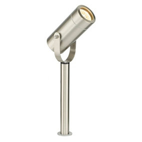 Luminosa Palin Outdoor 310Mm Spike IP44 7W Brushed Stainless Steel & Clear Glass
