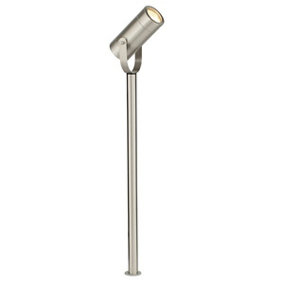 Luminosa Palin Outdoor 610Mm Spike IP44 7W Brushed Stainless Steel & Clear Glass