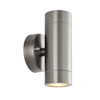 Luminosa Palin Outdoor Up Down Wall Lamp 2 Light Brushed Stainless Steel IP65