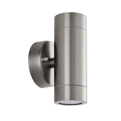 Luminosa Palin Outdoor Up Down Wall Lamp 2 Light Brushed Stainless Steel IP65