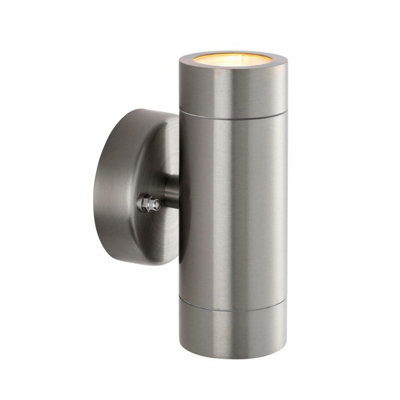 Luminosa Palin Outdoor Up Down Wall Lamp 2 Light Brushed Stainless Steel IP65
