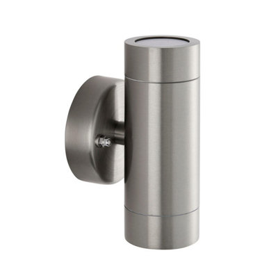 Luminosa Palin Outdoor Up Down Wall Lamp 2 Light Brushed Stainless Steel IP65