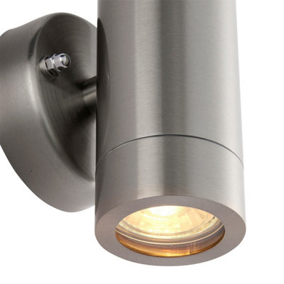 Luminosa Palin Outdoor Up Down Wall Lamp 2 Light Brushed Stainless Steel IP65