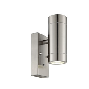 Luminosa Palin Outdoor Up Down Wall Photocell Light IP44 7W Brushed Stainless Steel
