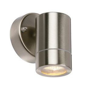Luminosa Palin Outdoor Wall IP44 7W Brushed Stainless Steel & Clear Glass 1 Light Dimmable IP44 - GU10