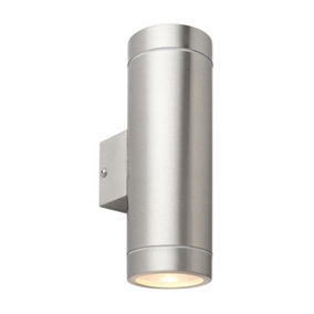 Luminosa Palin XL Outdoor Up Down Wall Lamp Brushed Stainless Steel & Clear Glass IP44