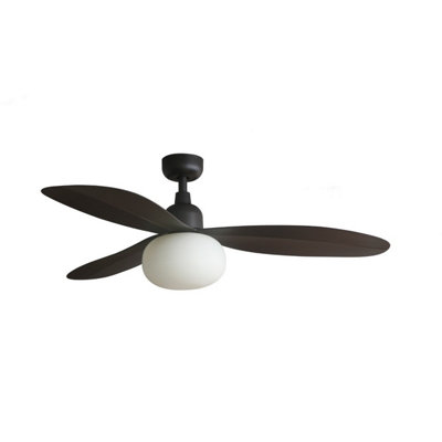 Luminosa Palma Medium Brown IP44 DC Ceiling Fan With E27 Light 6 Speed