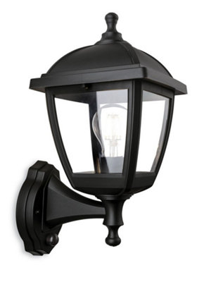 Luminosa Palma Outdoor PIR Motion Sensor Wall Lamp Black IP44, E27