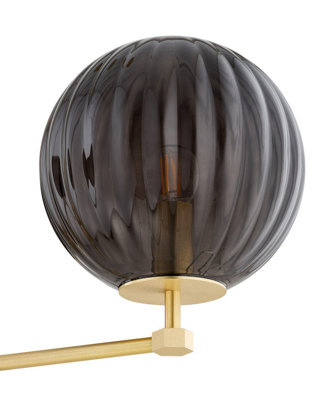 Luminosa Paloma Multi Arm Pendant Ceiling 3 Light Smoky (Fluted), Brushed Brass