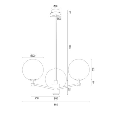 Luminosa Paloma Multi Arm Pendant Ceiling 3 Light Smoky (Fluted), Brushed Brass