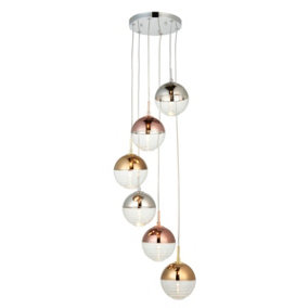 Luminosa Paloma Plate Pendant Ceiling Lamp, Chrome Plate With Chrome, Copper, Gold, Glass