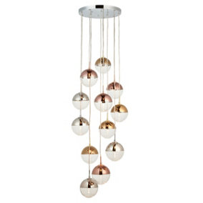 Luminosa Paloma Plate Pendant Ceiling Lamp, Chrome Plate With Chrome, Copper, Gold, Glass