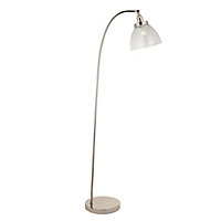 Luminosa Parma Task Floor Lamp, Bright Nickel Plate, Glass