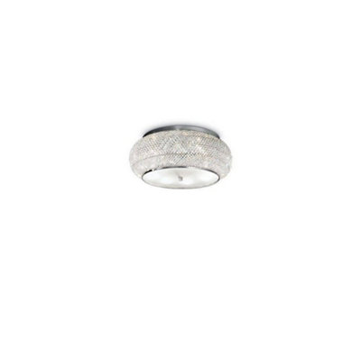 Luminosa Pasha 10 Light Ceiling Flush Light Chrome, Crystal, E14
