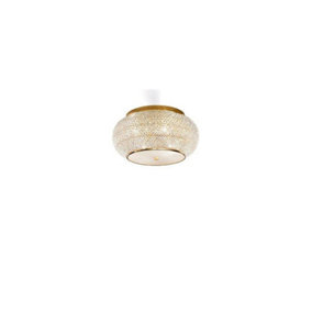 Luminosa Pasha 6 Light Ceiling Flush Light Gold with Crystals, E14