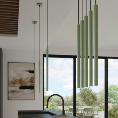 Luminosa Pastelo Slim Pendant Ceiling Light Sage 1x G9