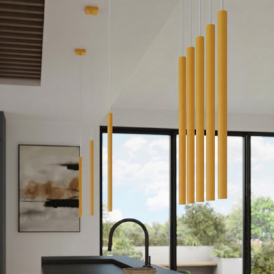 Luminosa Pastelo Slim Pendant Ceiling Light Yellow 1x G9