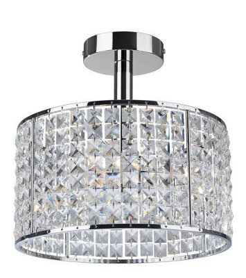 Luminosa Pearl 4 Light Semi Flush Bathroom Ceiling Ceiling Pendant Light Chrome, Crystal IP44, G9