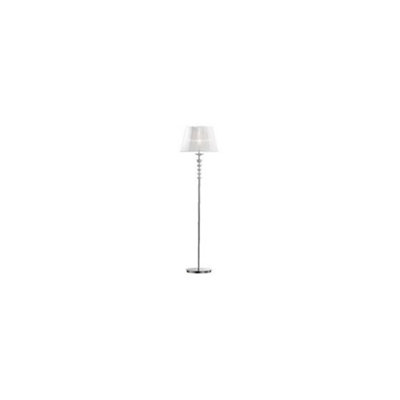 Luminosa Pegaso 1 Light Floor Lamp Chrome, White, Crystal with Organza Shade, E27