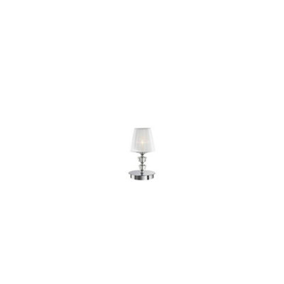 Luminosa Pegaso 1 Light Large Table Lamp Chrome, White, Crystal with Organza Shade, E14