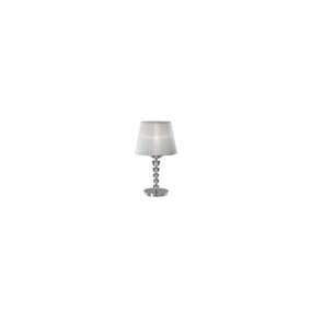 Luminosa Pegaso 1 Light Small Table Lamp Chrome, White, Crystal with Organza Shade, E27