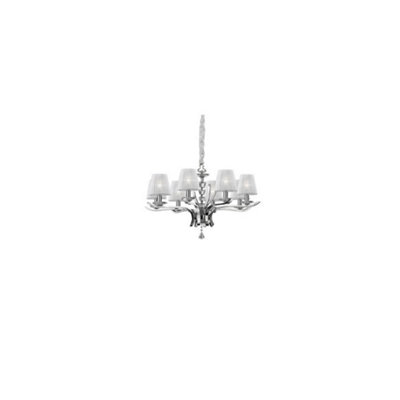 Luminosa Pegaso  8 Light Crystal Multi Arm Chandelier Chrome, White Finish, E14
