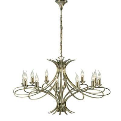 Luminosa Penn 12 Light Chandelier Brushed Brass Effect Plate Finish, E14