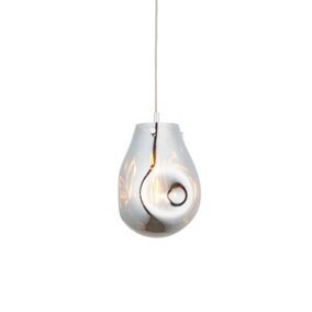 Luminosa Perugia Single Pendant Ceiling Lamp, Chrome Metallic Glass, Chrome Plate
