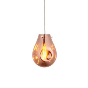 Luminosa Perugia Single Pendant Ceiling Lamp, Copper Metallic Glass, Chrome Plate