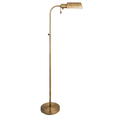 Luminosa Pharmacy Task Floor Lamp Antique Brass Plate, 1x E27